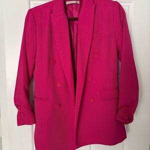 Black Tape_ Fuchsia Double-Breasted Blazer